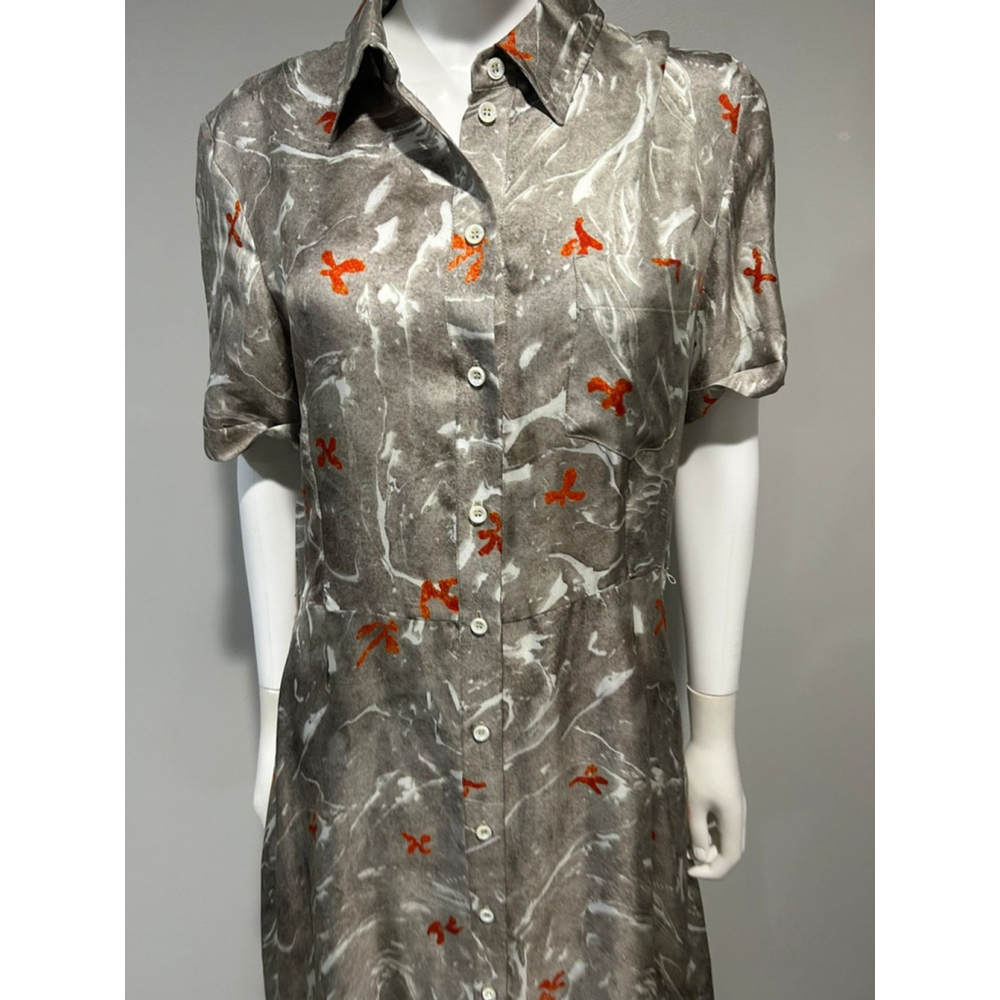 Altuzarra Kierra Gray and Orange Printed Midi Dress Size 10 (42) *** no belt - Picture 11 of 13